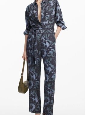 Designer size L jumpsuit in muted black/blue